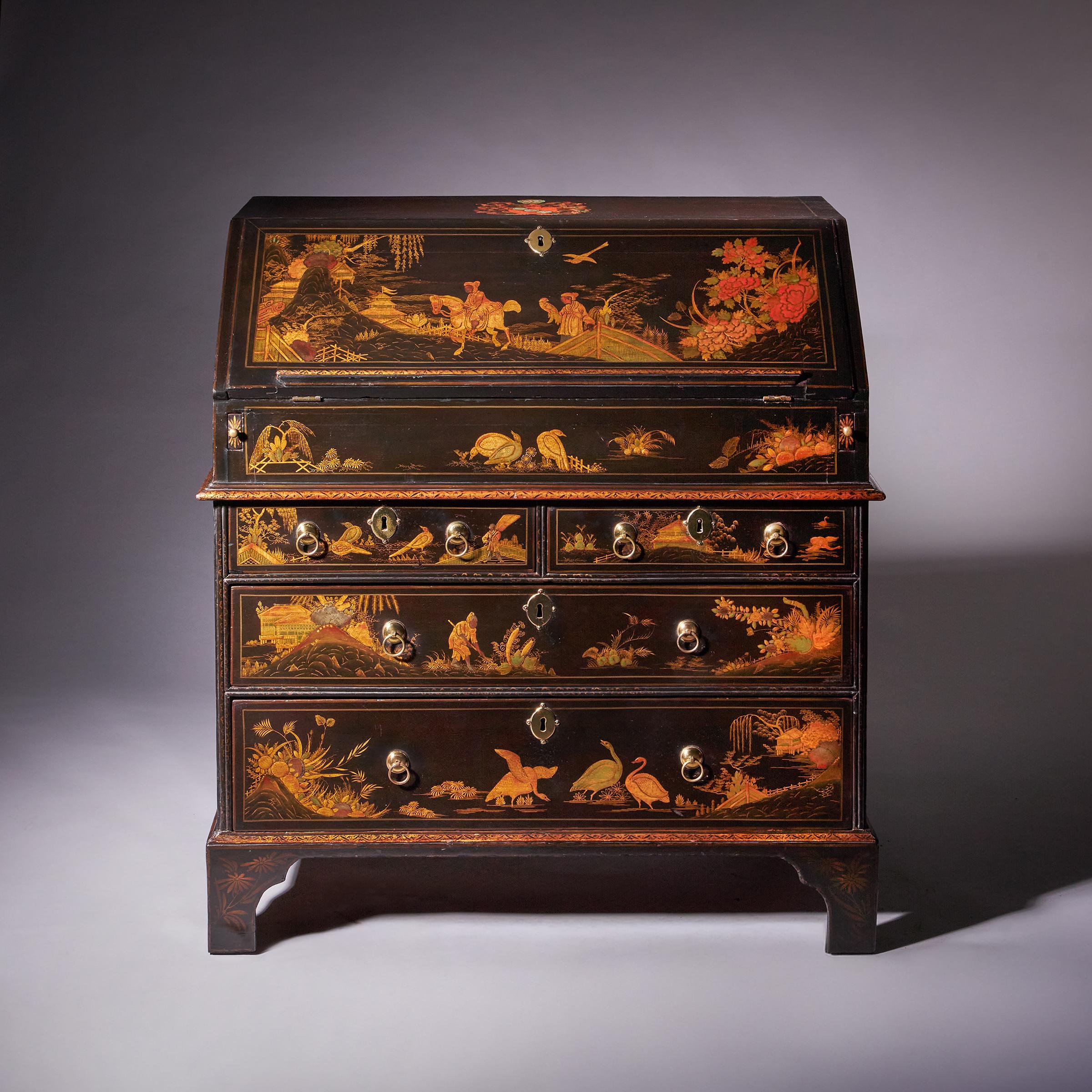Inglese L'ufficio di presidenza di Sir William Stephenson del XVIII secolo in lacca Chinoiserie di Giorgio II in vendita