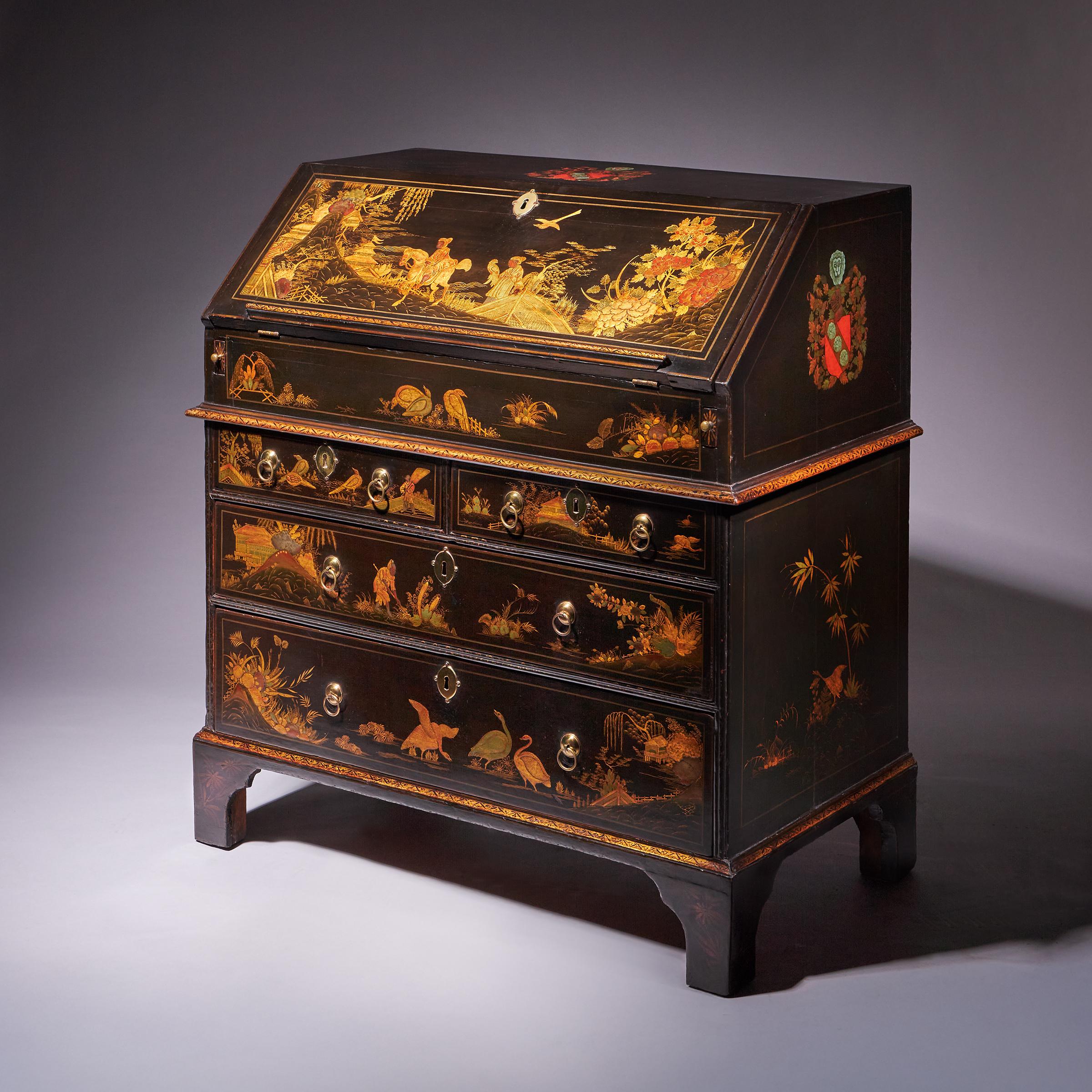 Fino al XVIII secolo L'ufficio di presidenza di Sir William Stephenson del XVIII secolo in lacca Chinoiserie di Giorgio II in vendita