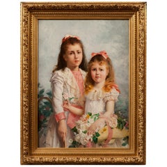 'The Sisters' by Louis Adolphe Tessier, a Signed Belle Époque Painting