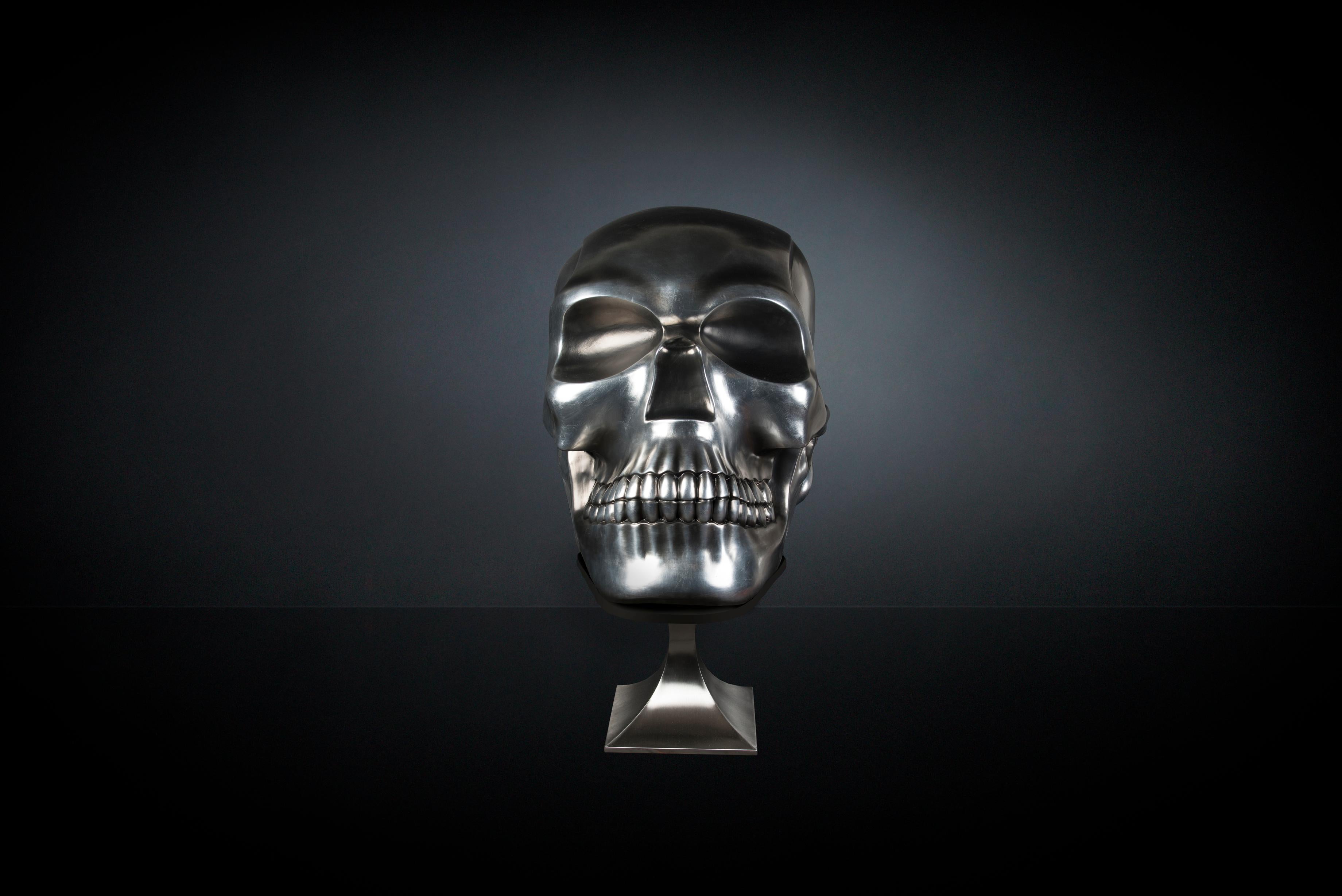 Modern The Skull, Ceramic, Silver Soften Black, Italy For Sale