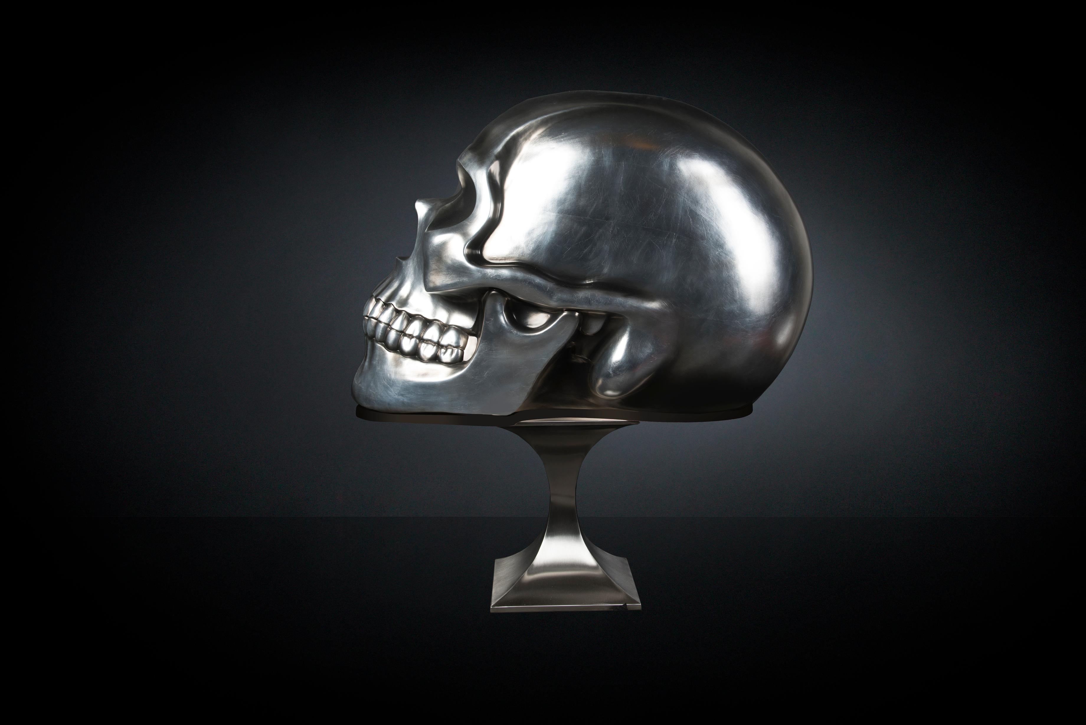 Italian The Skull, Ceramic, Silver Soften Black, Italy For Sale
