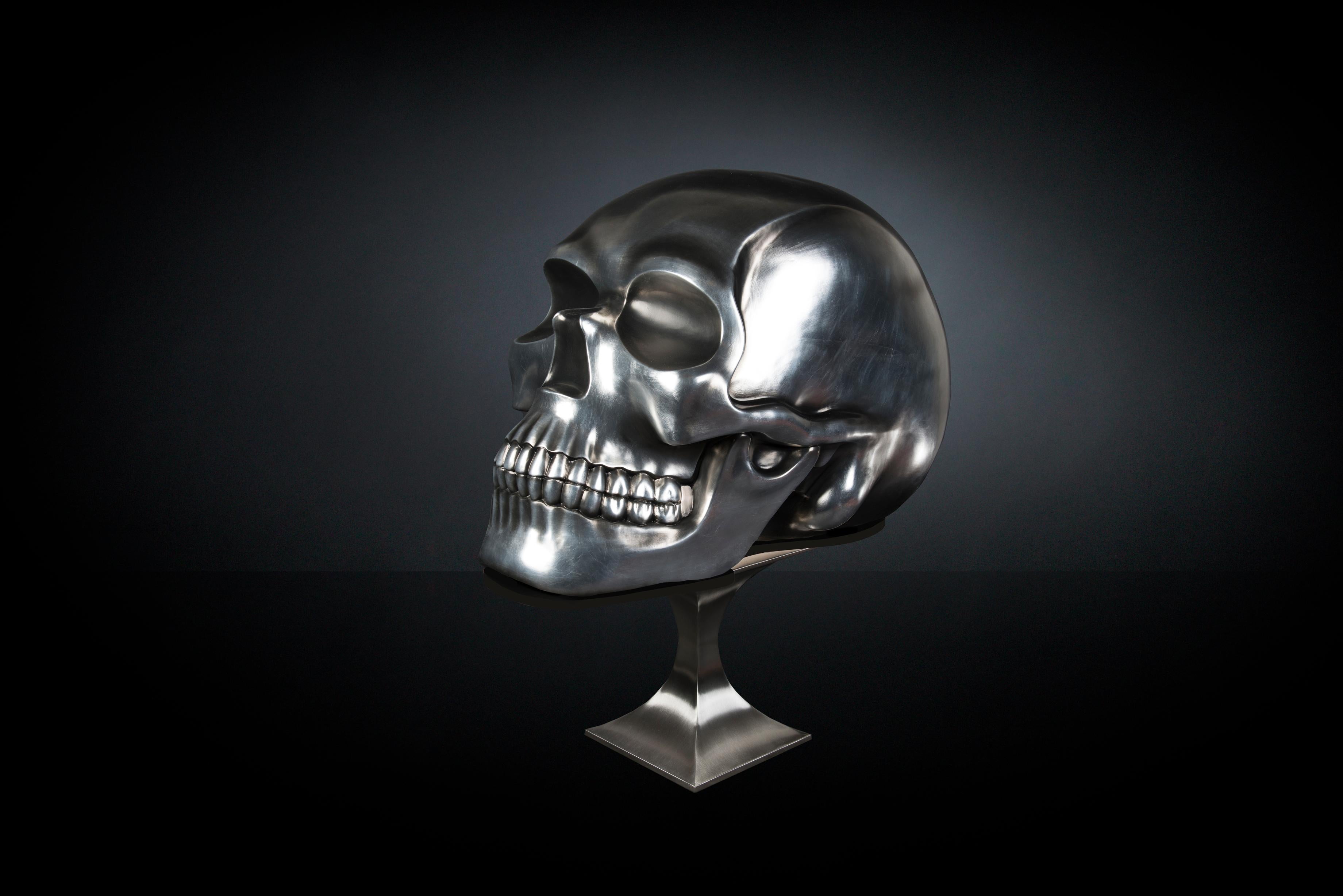 The Skull, Ceramic, Silver Soften Black, Italy In New Condition For Sale In Treviso, Treviso