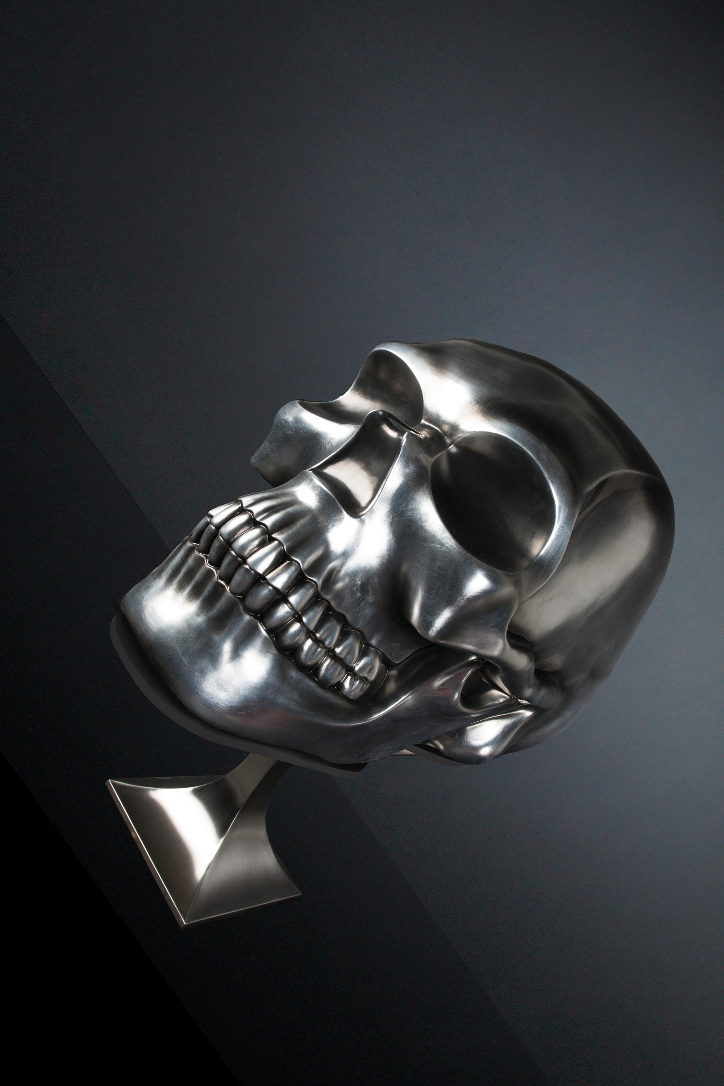 Contemporary The Skull, Ceramic, Silver Soften Black, Italy For Sale