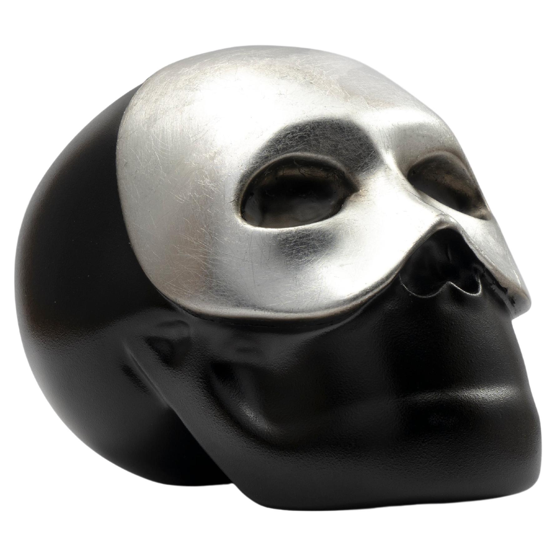 THE SKULL "Silver Lining" hand-painted resin sculpture by Gio Pagani For Sale