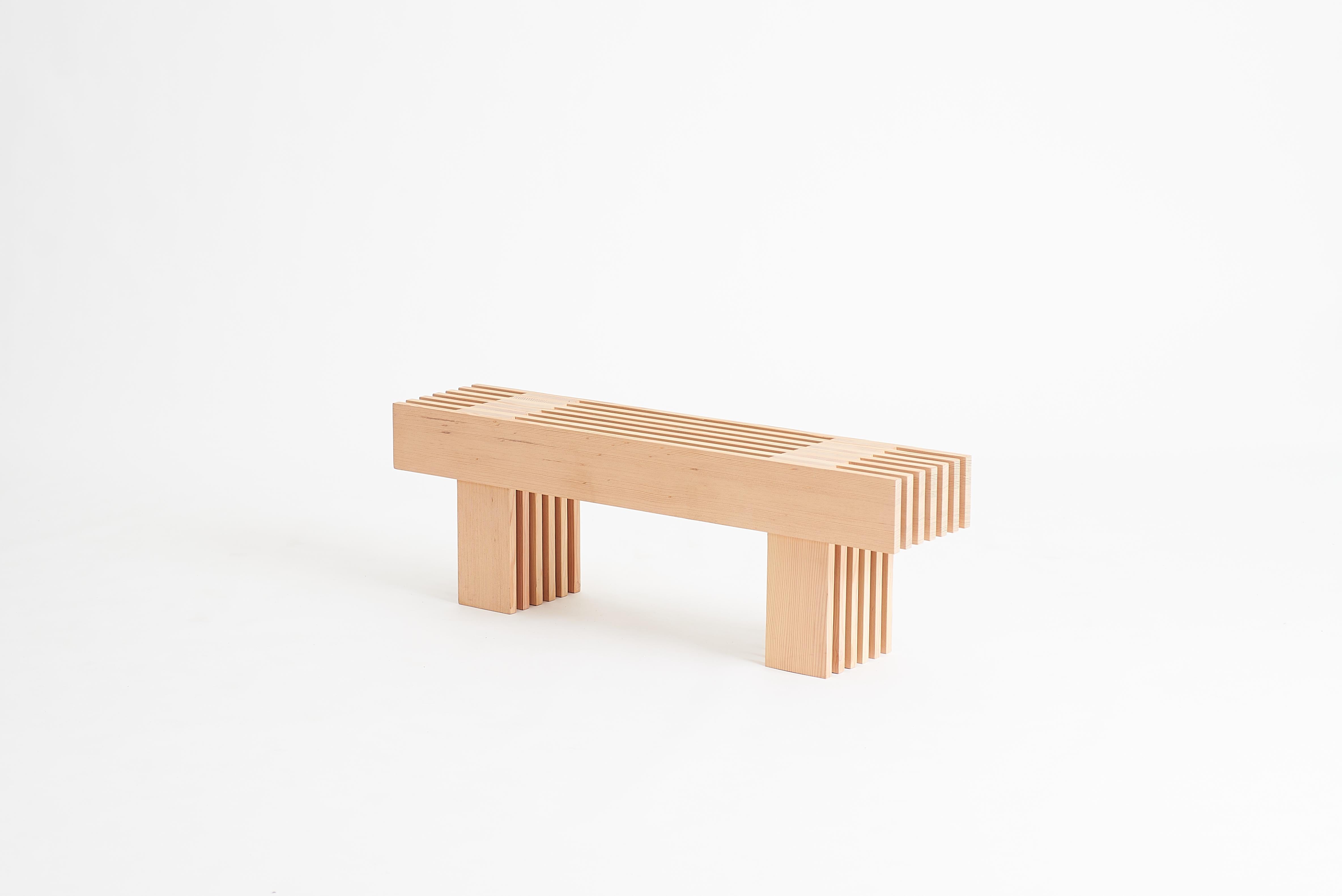The Slat Bench - Banc en bois de Douglas à grain vertical Neuf - En vente à Los Angeles, CA