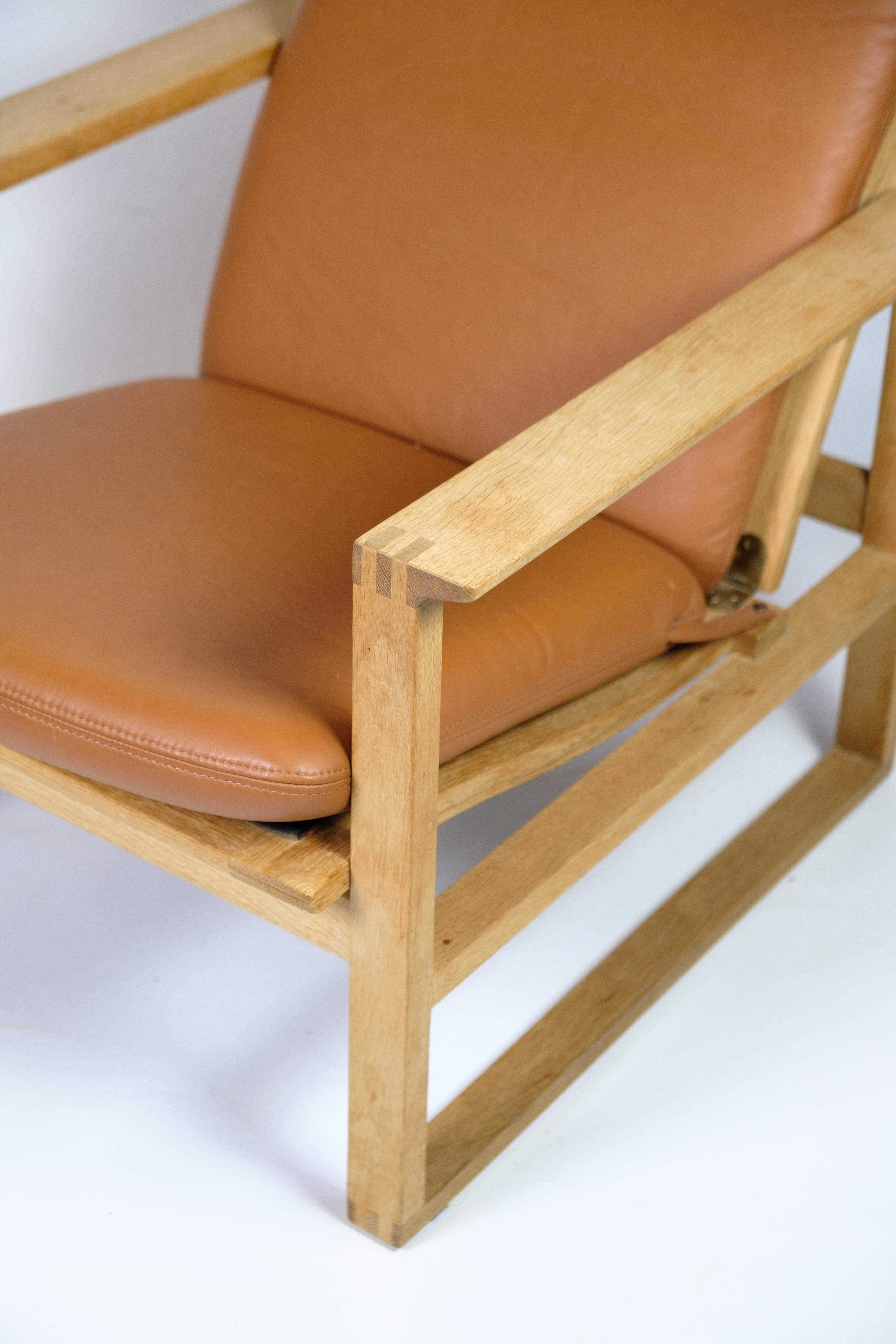 Mid-Century Modern The Sled Armchair Model BM2254 Made of Oak and Leather by Børge Mogensen