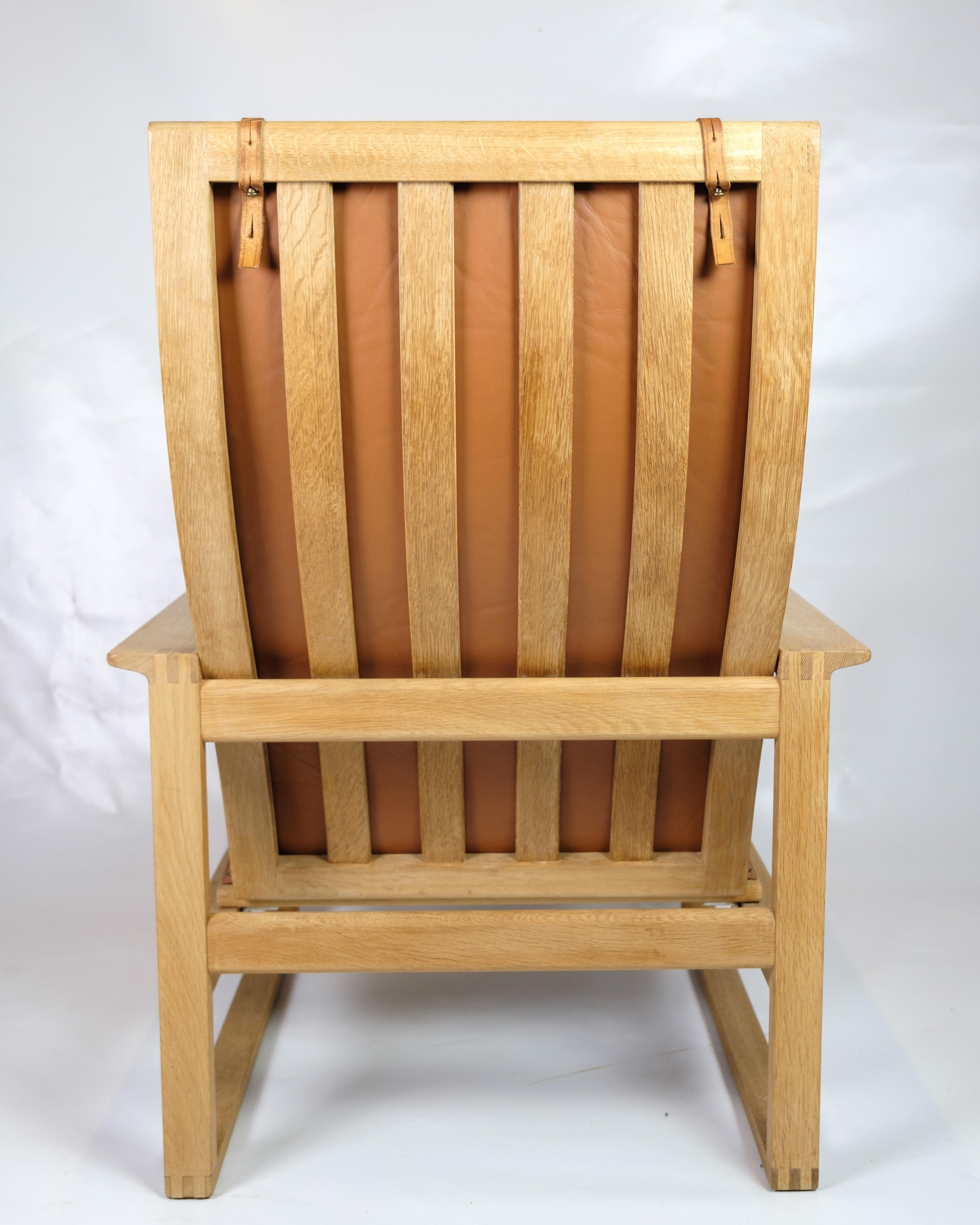 The Sled Armchair Model BM2254 Made of Oak and Leather by Børge Mogensen 1