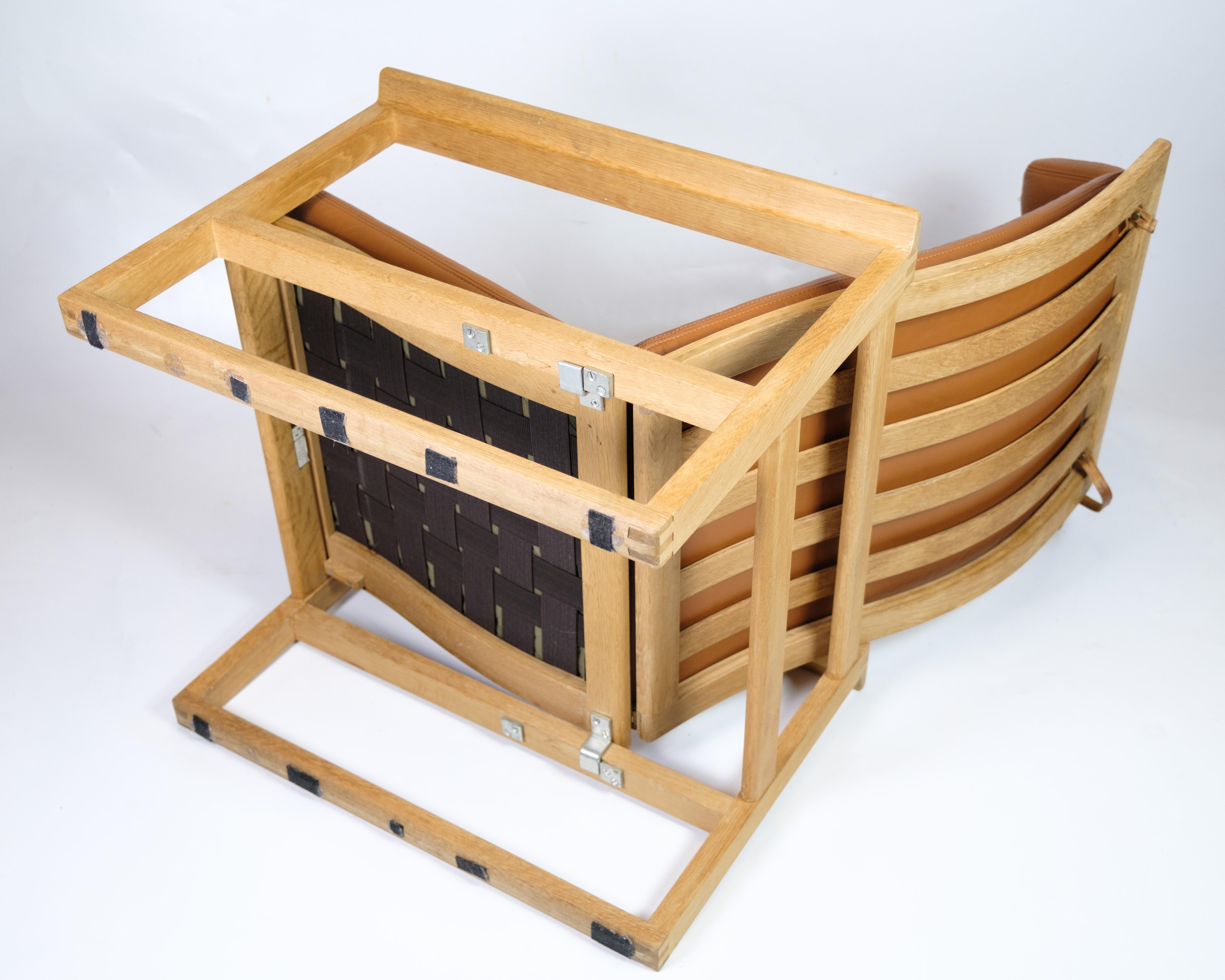 The Sled Armchair Model BM2254 Made of Oak and Leather by Børge Mogensen 2
