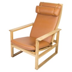 The Sled Armchair Model BM2254 Made of Oak and Leather by Børge Mogensen