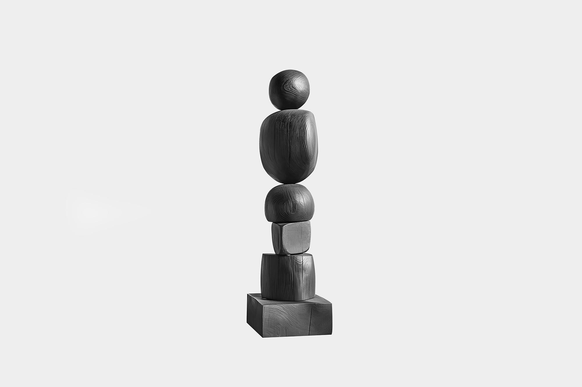 Hand-Crafted The Sleek Totem of Dark Elegance in Black Solid Wood, Still Stand No90 For Sale