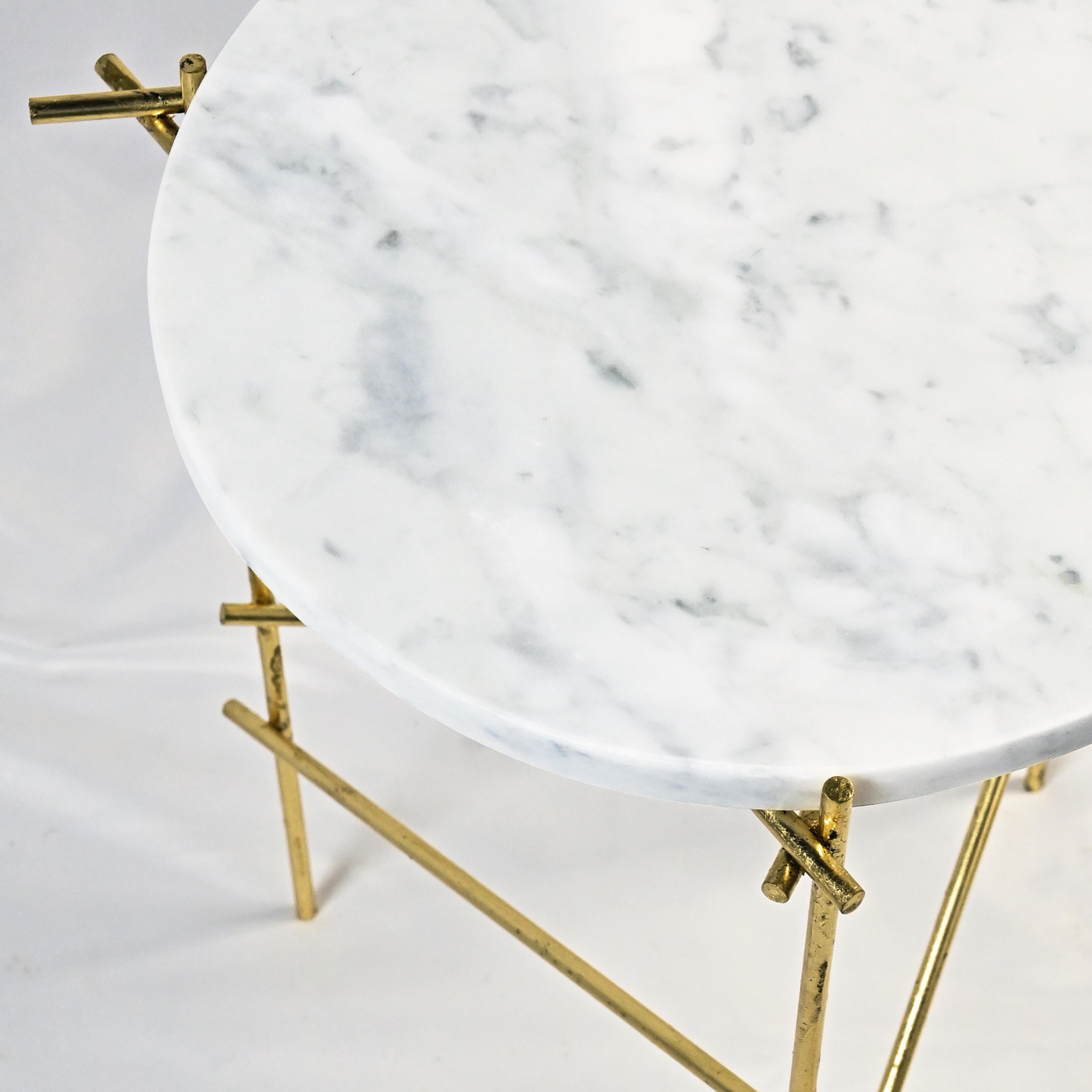 Italian The Slilts, Carrara Marble and Gold Leaf Coffee Tables By DFdesignlab  For Sale