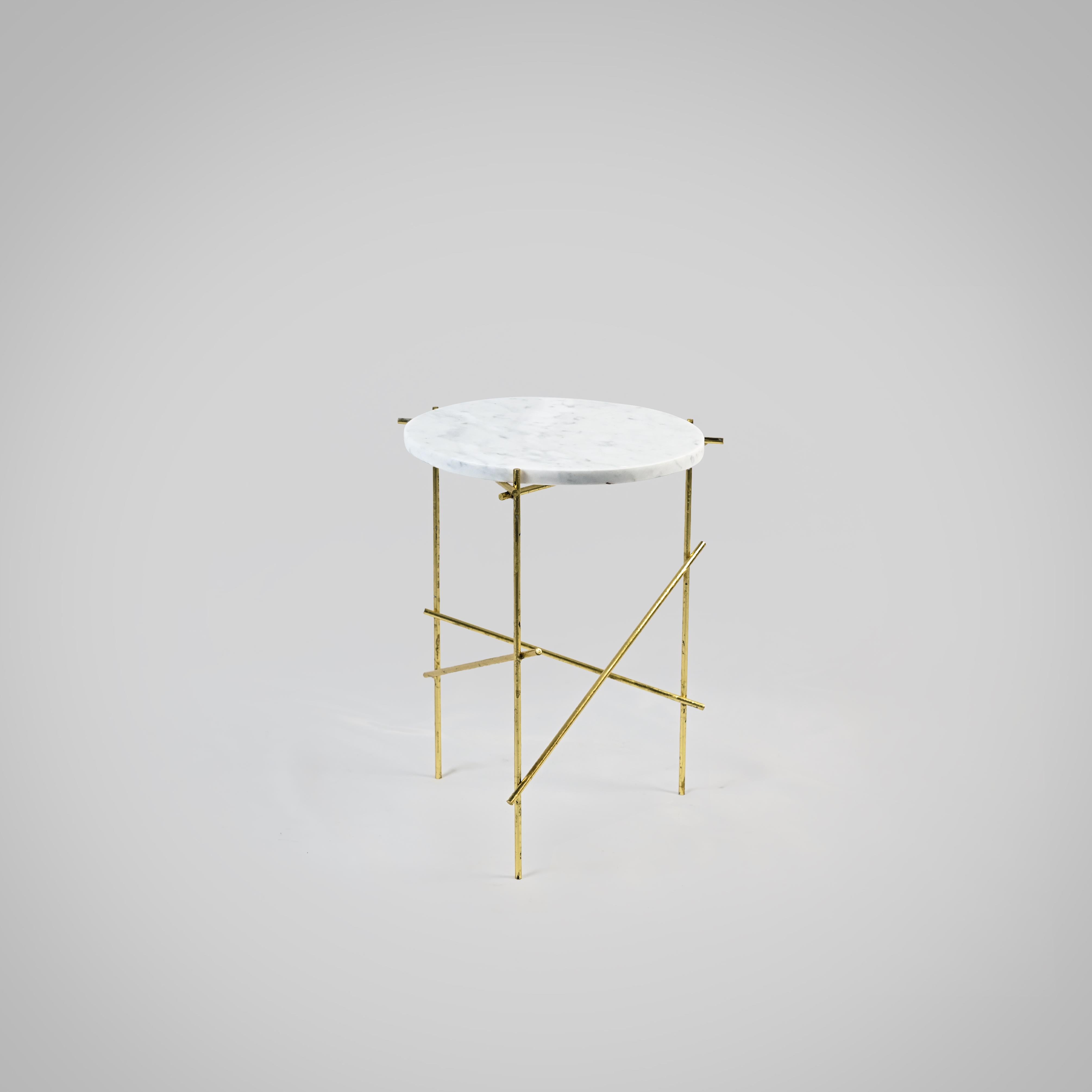 Forged The Slilts, Carrara Marble and Gold Leaf Coffee Tables By DFdesignlab  For Sale