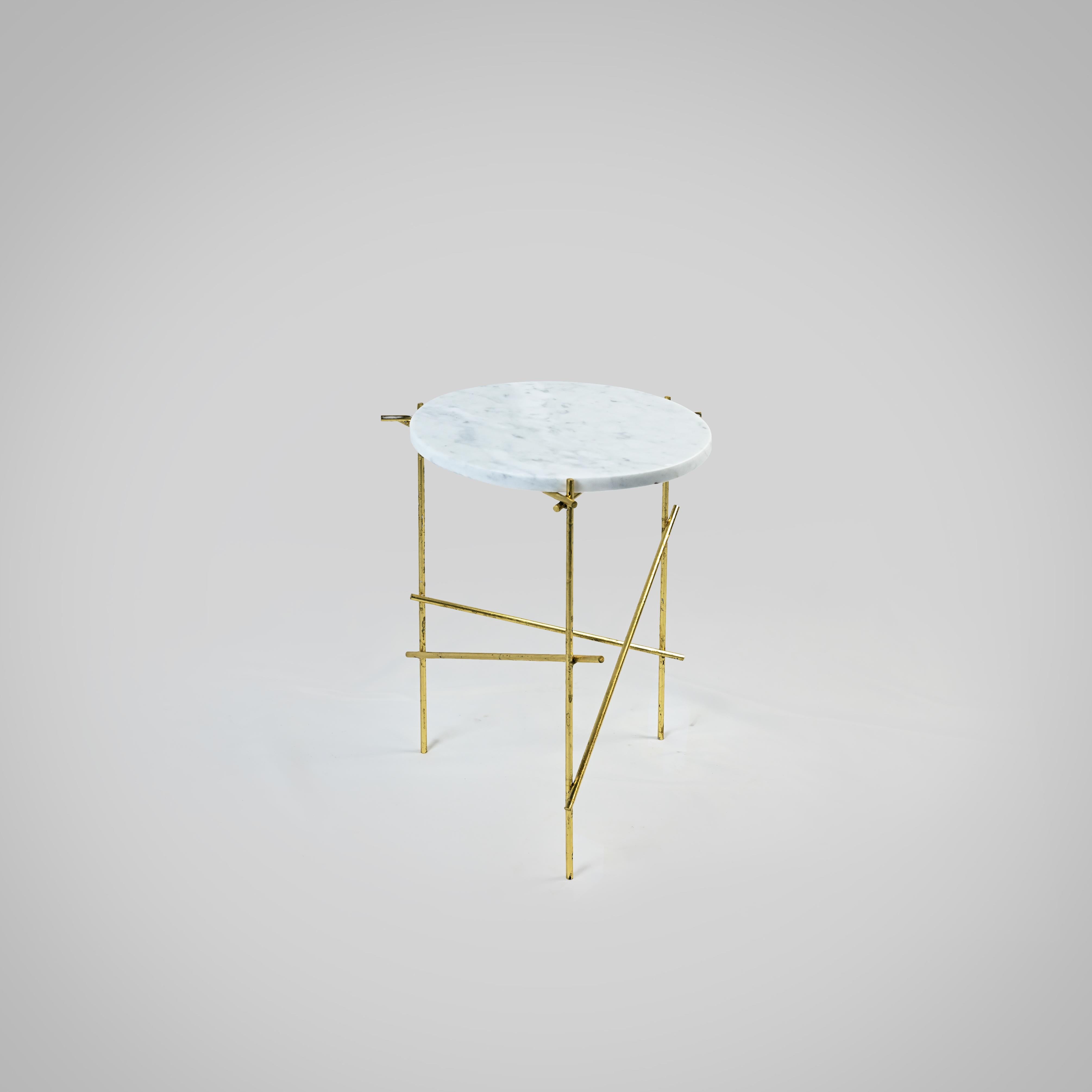 Contemporary The Slilts, Carrara Marble and Gold Leaf Coffee Tables By DFdesignlab  For Sale