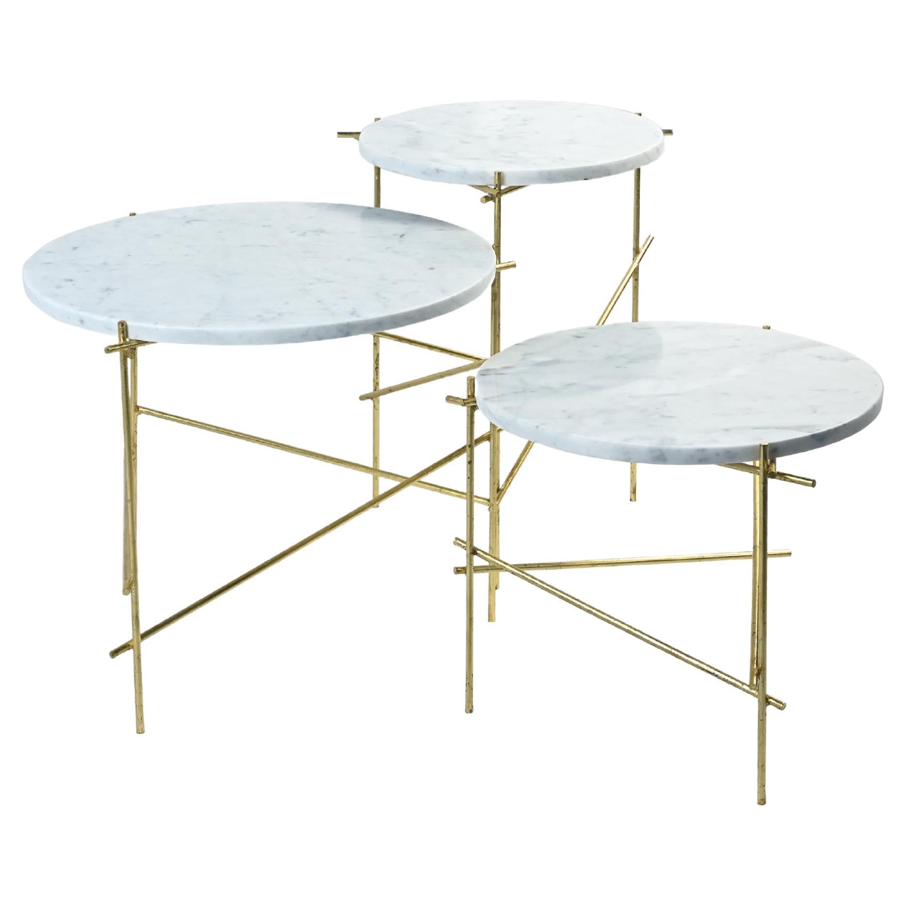 The Slilts, Carrara Marble and Gold Leaf Coffee Tables By DFdesignlab 