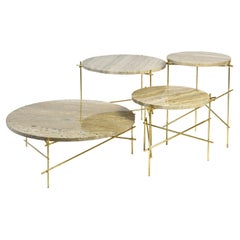 Slilts - Travertine and Gold Leaf Coffee Tables By DFdesignlab Handmade in Italy