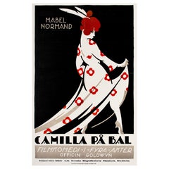 'The Slim Princess' Original Vintage Linocut Movie Poster, Swedish, 1920