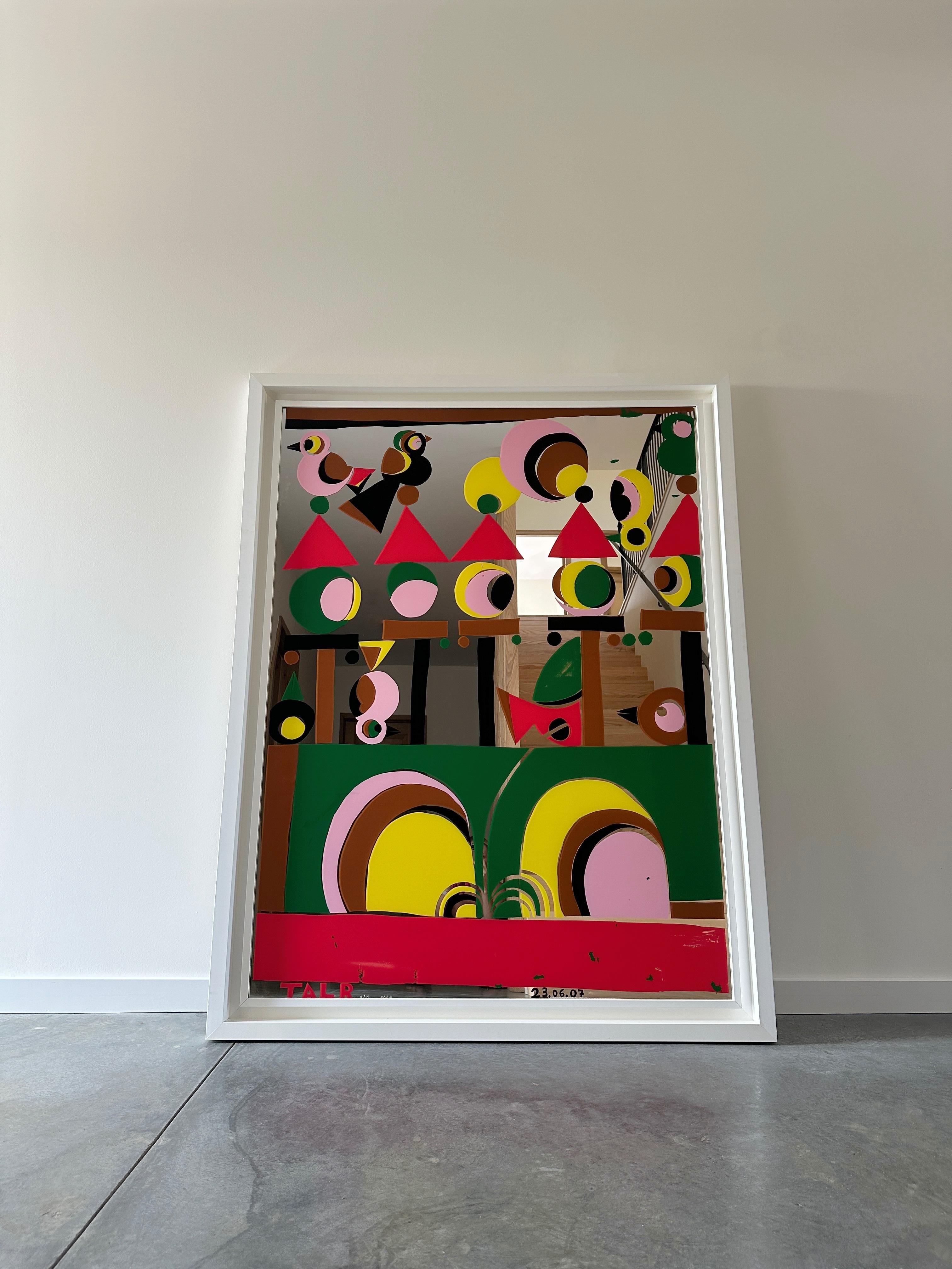 'The Smiling' 8/12 groß gerahmter Siebdruck auf Spiegel von Tal R im Angebot 3
