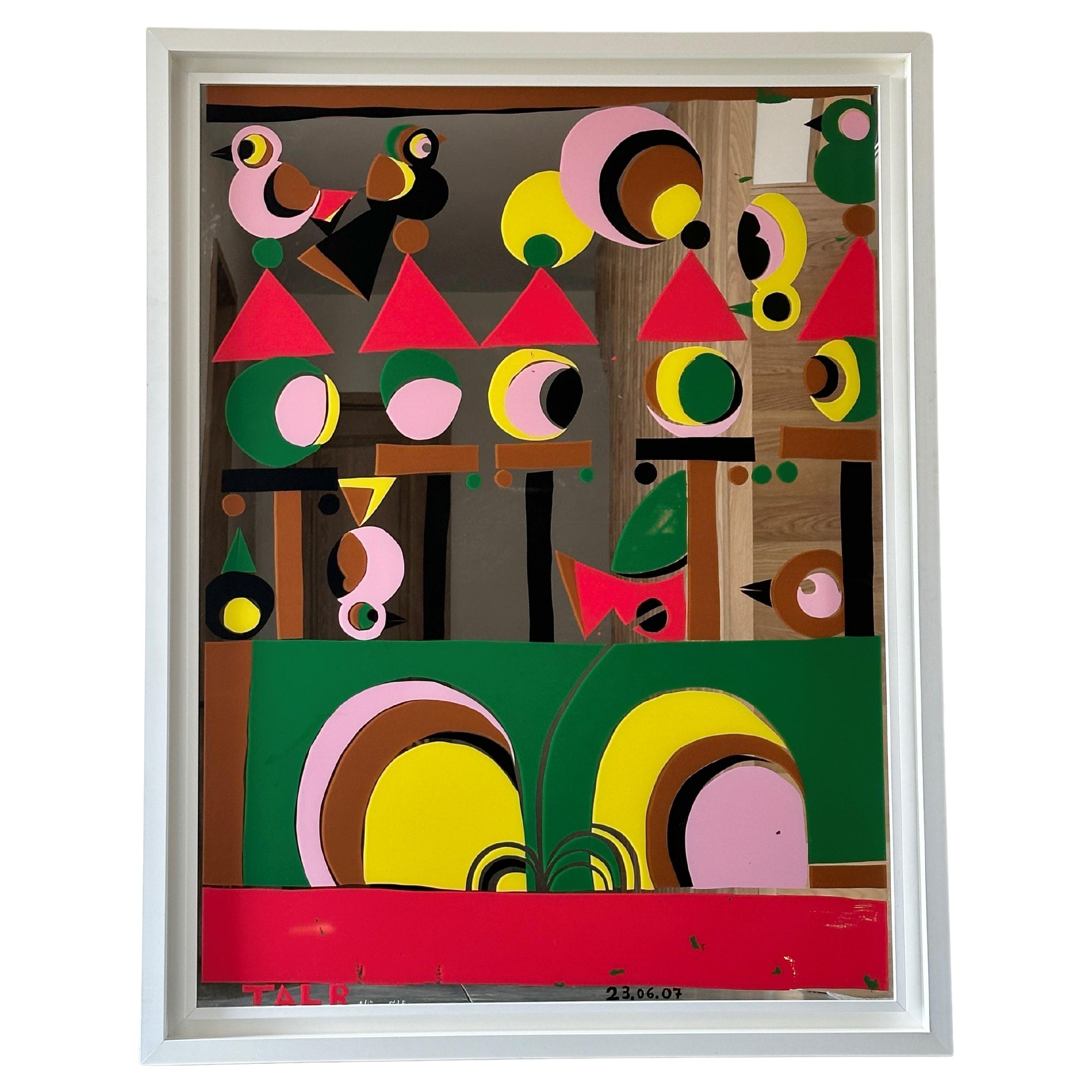 'The Smiling' 8/12 grande serigrafia incorniciata su specchio di Tal R