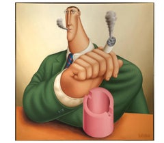 Roy Carruthers - The Smoker - Oil on Canvas - Painting - 1977