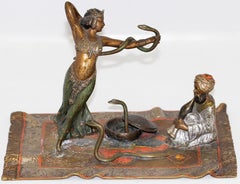 "the Snake Dancer" Viennese Vienna Cold Painted Bronze Probably Franz Bergmann