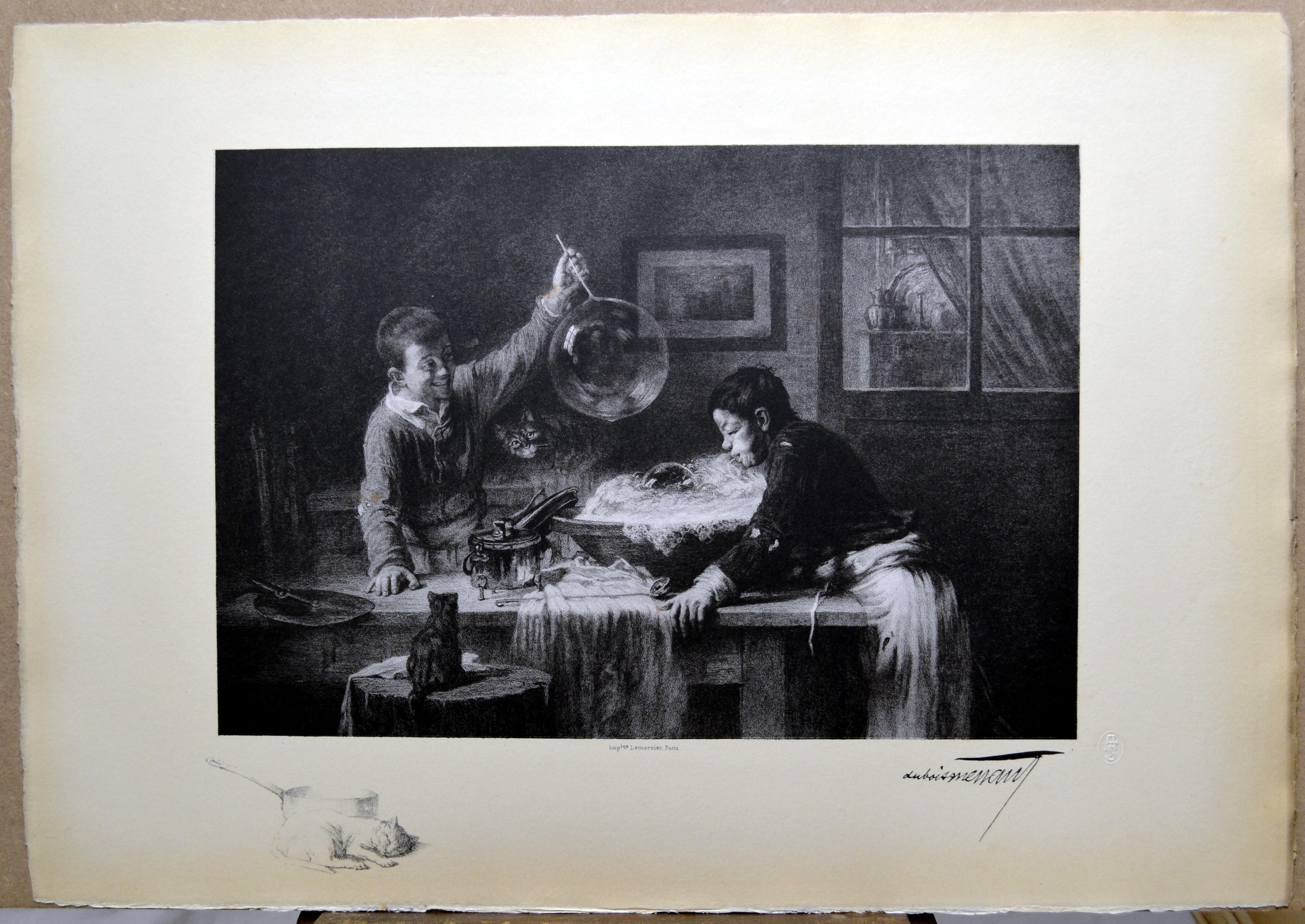 Schöne Lithographie auf Velin mit Wasserzeichen, BFK Rives, signiert, betitelt und herausgegeben von der Société Française des Amis des Arts um 1900.
Titel
