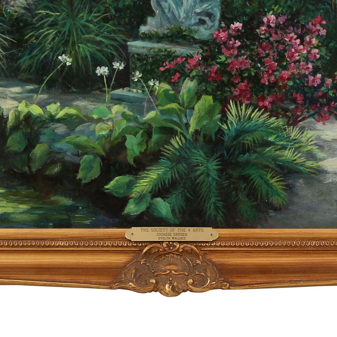 Unknown The Society of the 4 Arts Chinese Garden Framed Print By Evelyn Wallace For Sale
