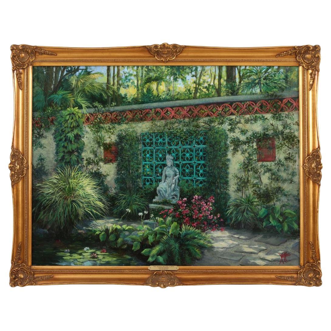 The Society of the 4 Arts Chinese Garden Framed Print By Evelyn Wallace For Sale