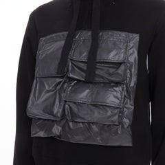 THE SOLOIST Takahiro Miyashita black nylon multi pocket cropped hoodie IT48 M