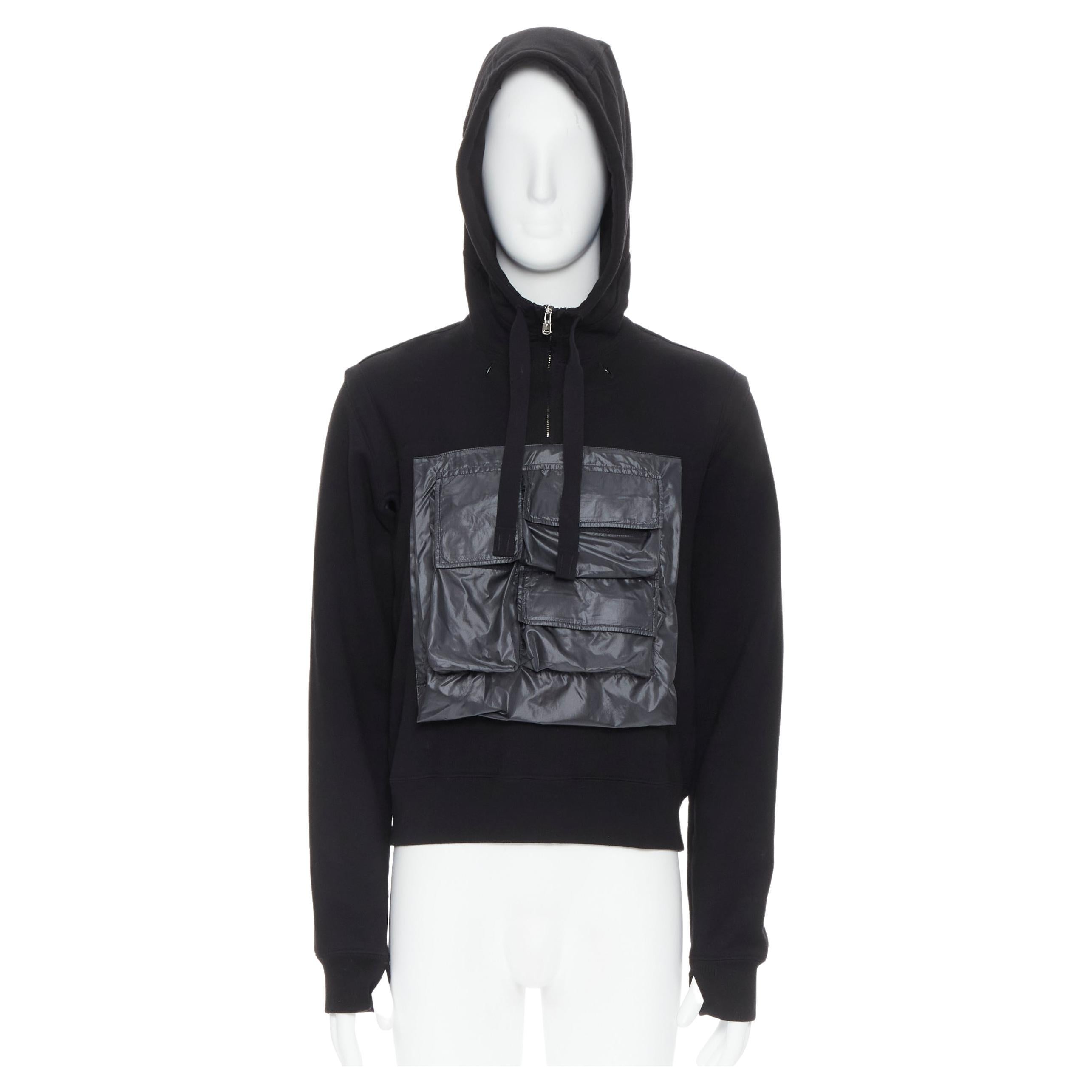 THE SOLOIST Takahiro Miyashita black nylon multi pocket cropped hoodie IT48 M