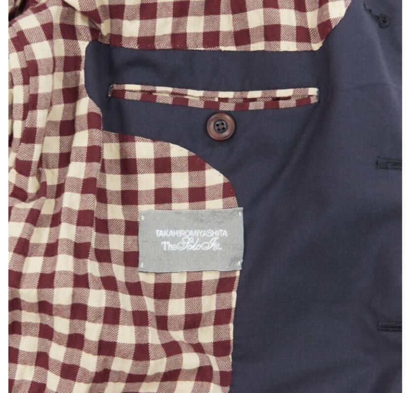 THE SOLOIST TAKAHIRO MIYASHITA navy cotton deconstructed curved seams coat S For Sale 5