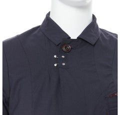 THE SOLOIST TAKAHIRO MIYASHITA navy cotton deconstructed curved seams coat S