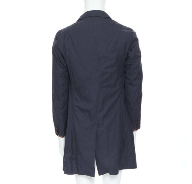 Men's THE SOLOIST TAKAHIRO MIYASHITA navy cotton deconstructed curved seams coat S For Sale