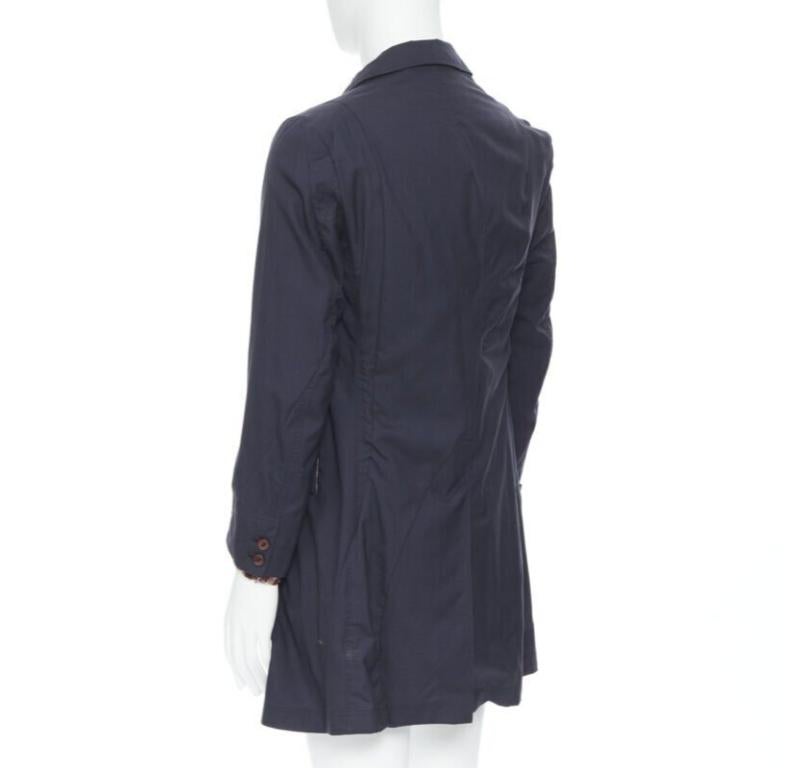 THE SOLOIST TAKAHIRO MIYASHITA navy cotton deconstructed curved seams coat S For Sale 1