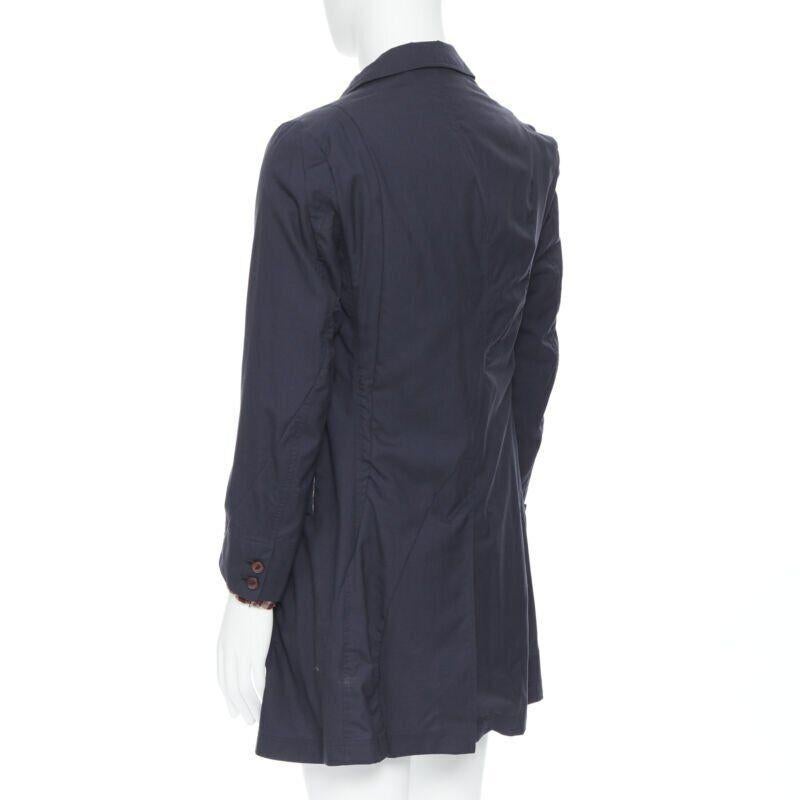THE SOLOIST TAKAHIRO MIYASHITA navy cotton deconstructed curved seams coat S For Sale 1