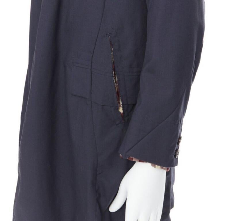 THE SOLOIST TAKAHIRO MIYASHITA navy cotton deconstructed curved seams coat S For Sale 4