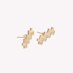 Tachuelas Zig Zag de 1 quilate, talla princesa, de oro amarillo macizo de 18 quilates