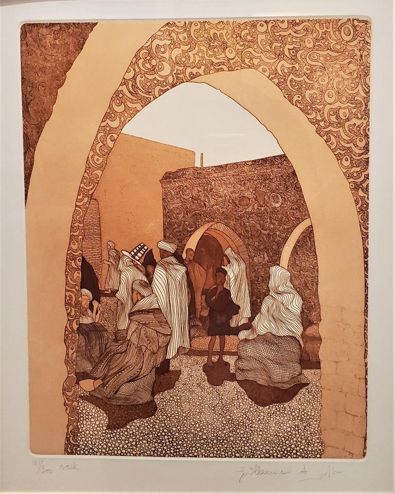 Marocain Gravure à l'eau-forte The Souk en édition limitée par Azoulay Guillaume en vente