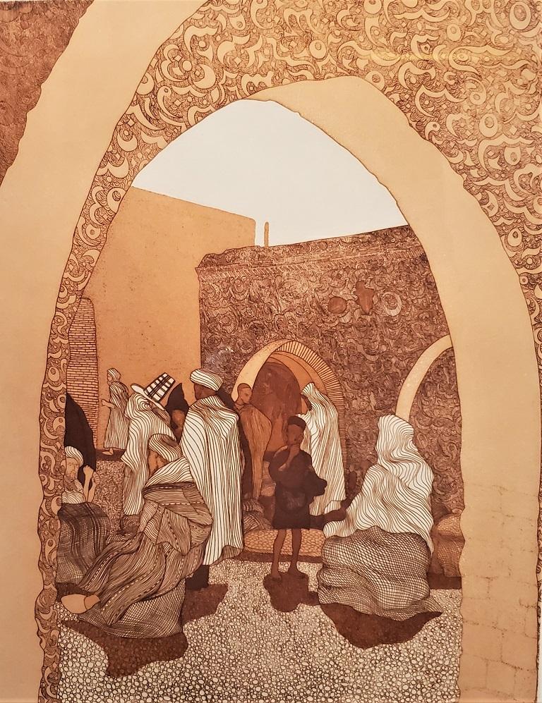 Etched “The Souk” Limited Edition Etching by Azoulay Guillaume For Sale