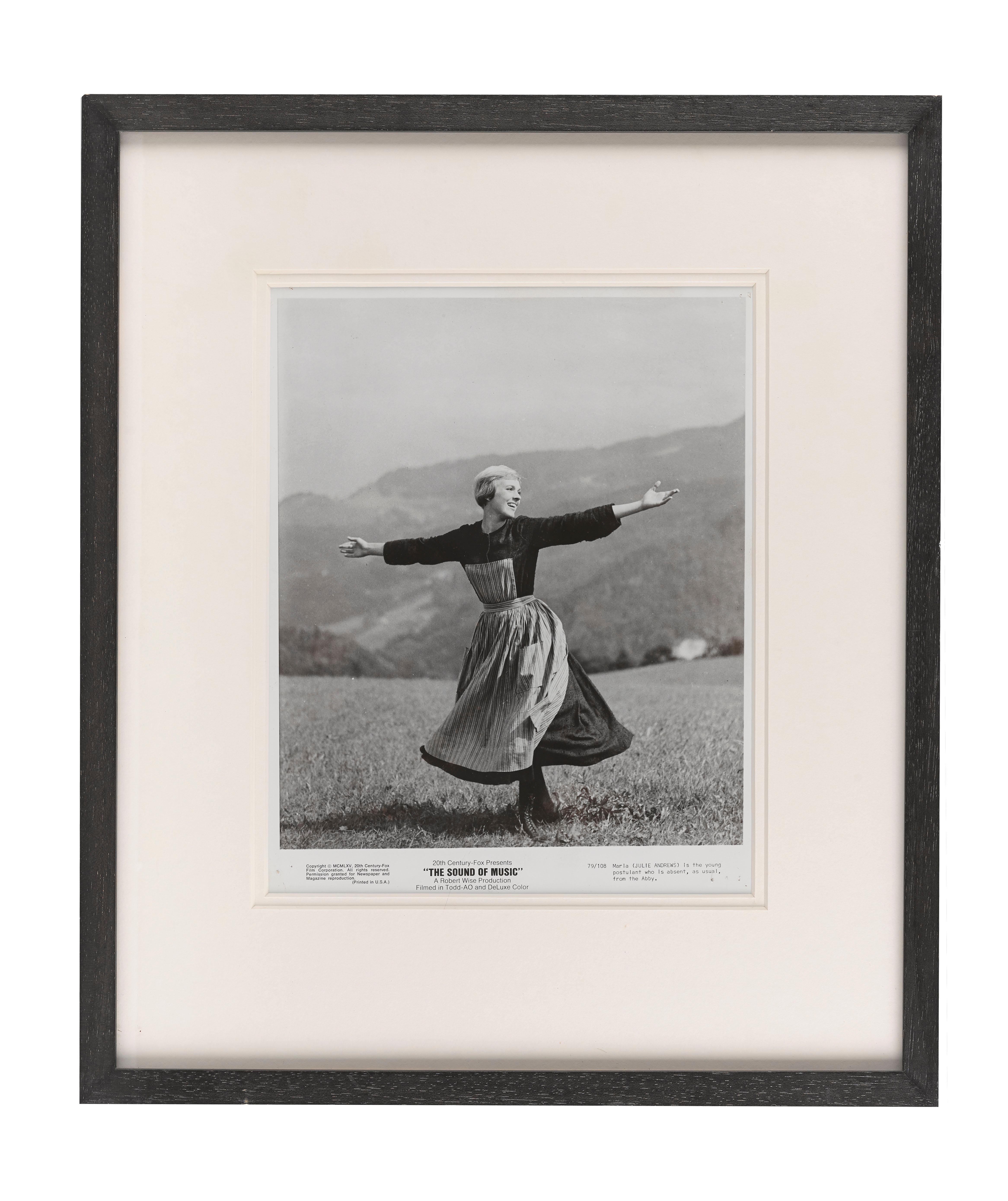 Original photographic production still for the 1965 musical The Sound of Music.
This film starred Julie Andrews and Christopher Plummer and was directed by Robert Wise.
This piece is framed in a Sapele wood frame with acid free card mounts and UV