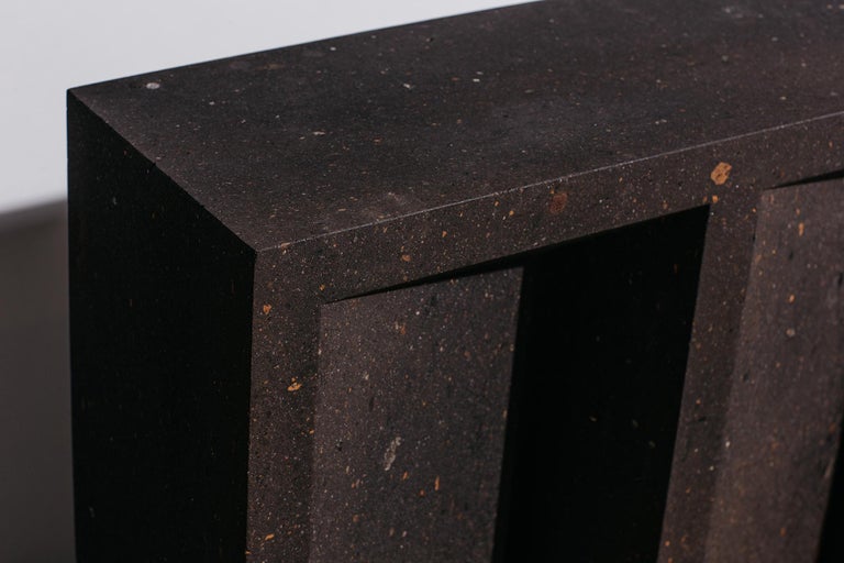 Sculptural Geometric Console Table in Black Tuff For Sale 2