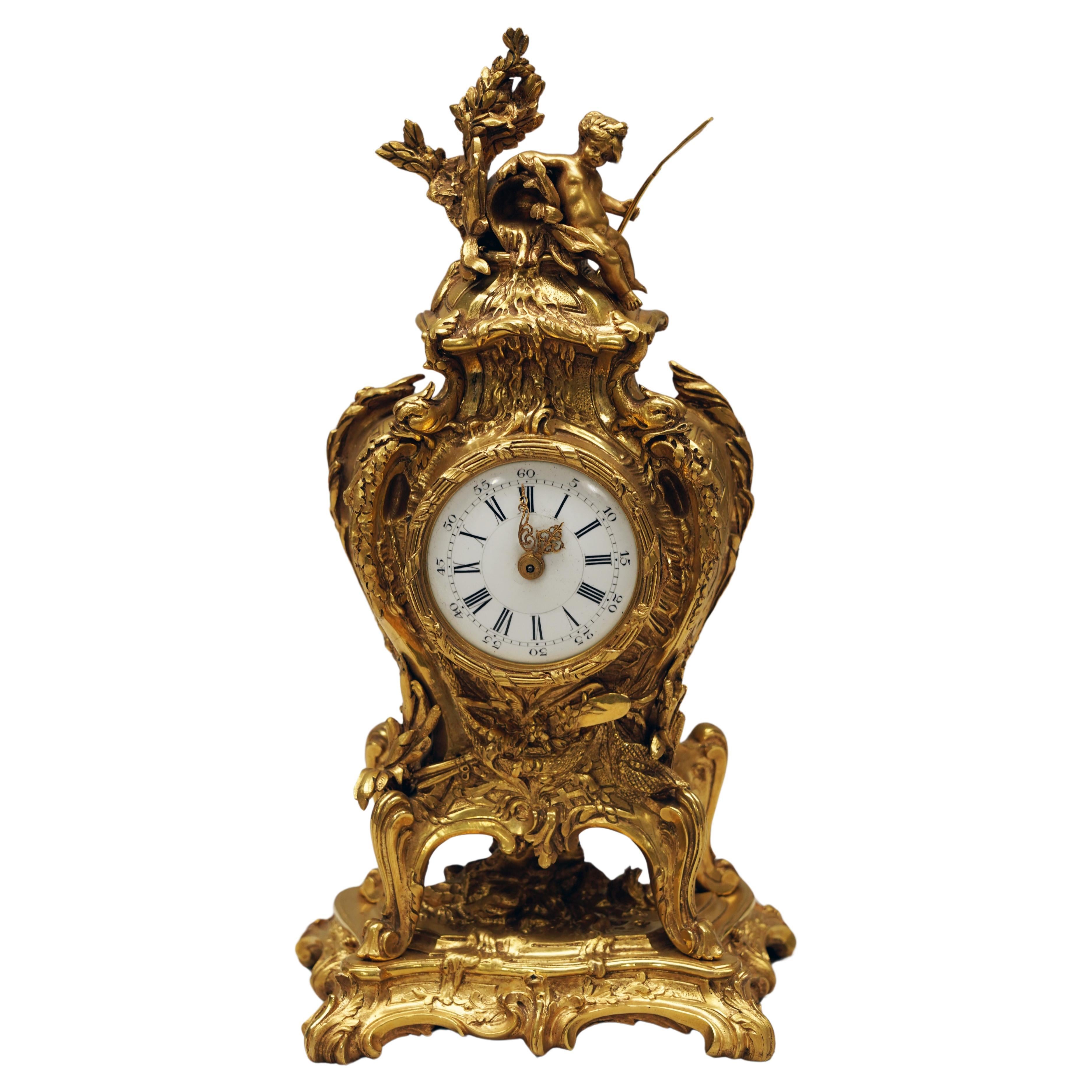 "The Source" Uhr aus vergoldeter Bronze, zugeschrieben L. Messagé & F. Linke, Frankreich, um 1890