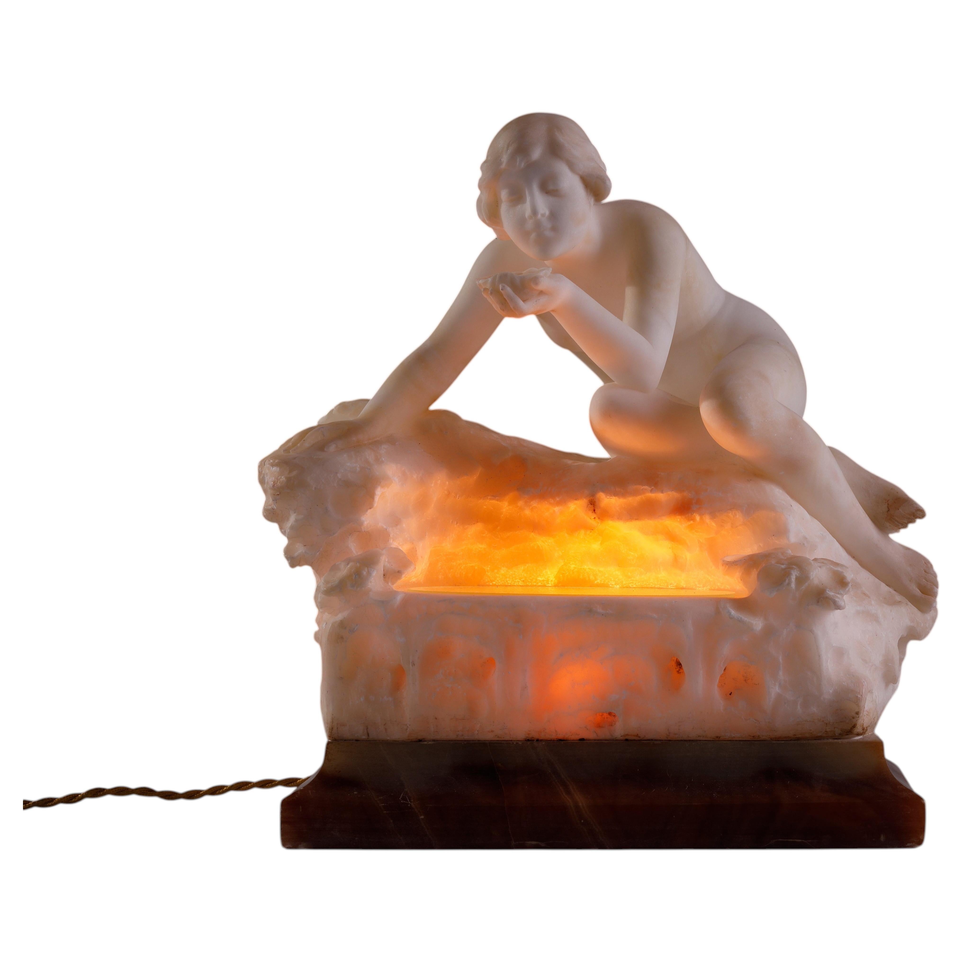 Sculpture éclairante "The Source", école italienne, vers 1900
