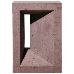 Sculptural Geometric Side Table in Pink Tuff