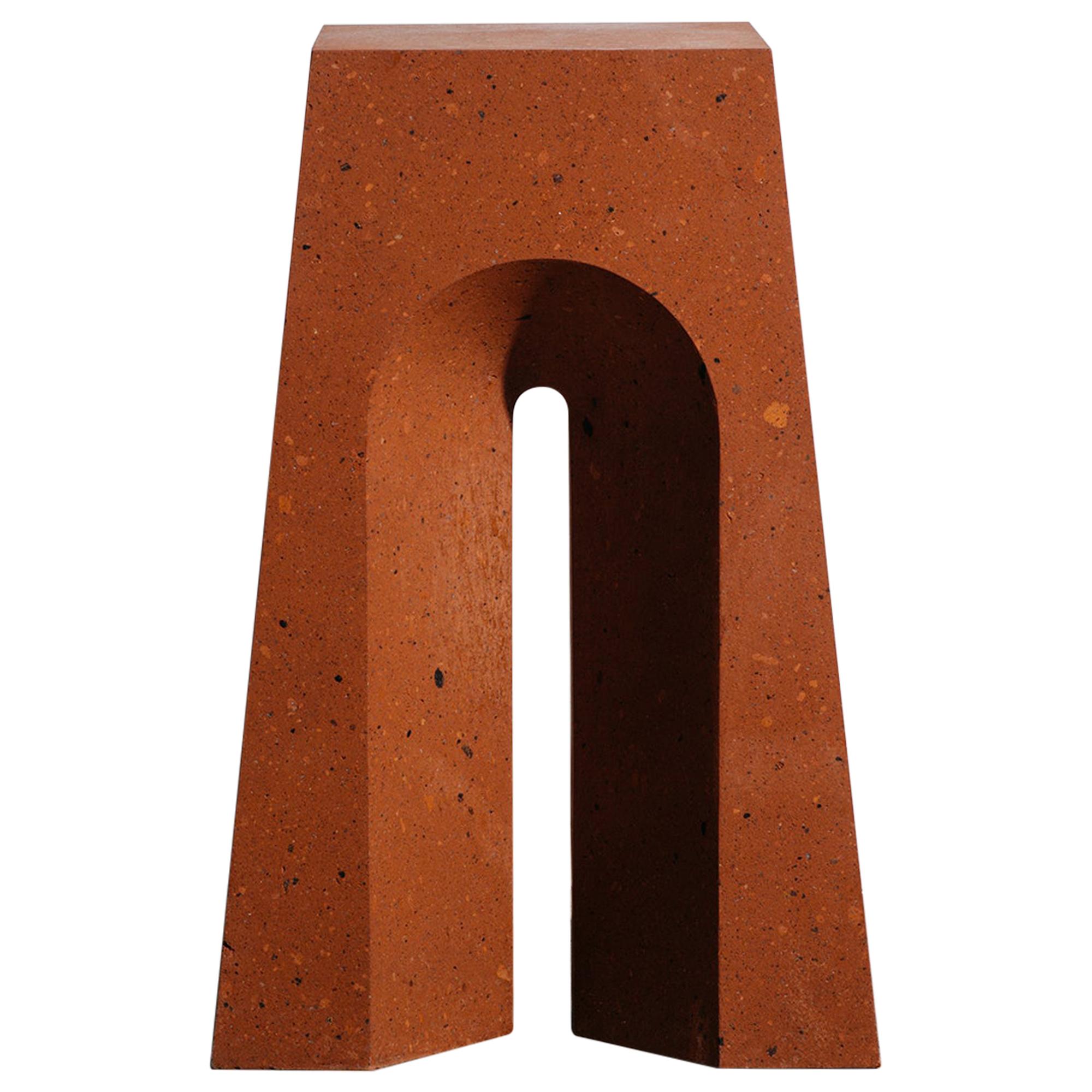 Geometric Arch Side Table in Red Tuff
