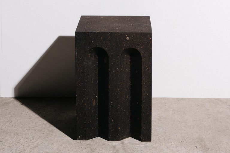 Armenian Geometric Side Table in Black Tuff For Sale