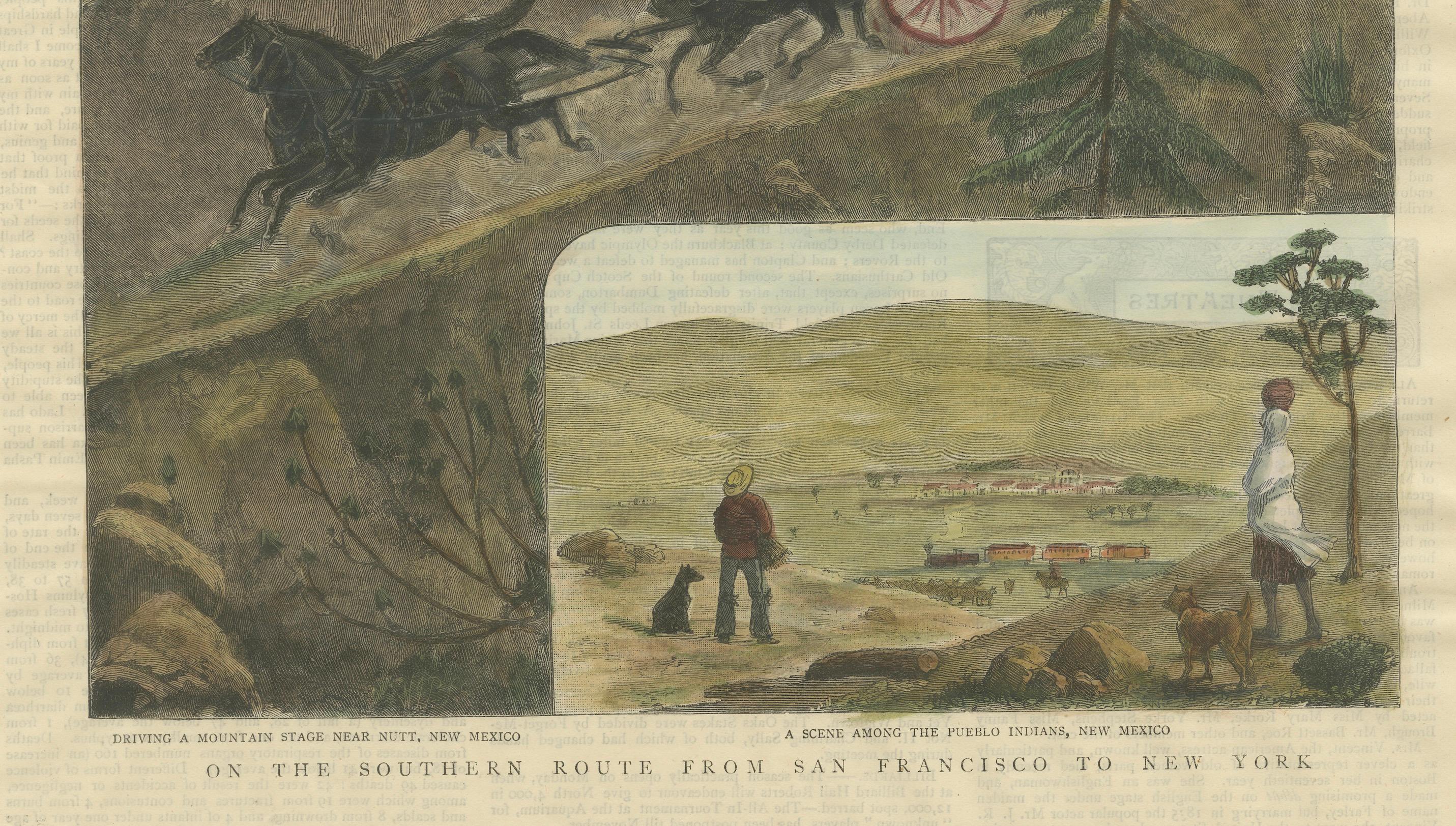 The Southern Route von San Francisco nach New York Herausgegeben in The Graphic, 1887 im Zustand „Gut“ im Angebot in Langweer, NL