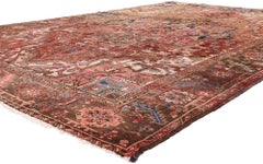 The Sovereign Axis: A Vintage Persian Heriz Masterpiece of Timeless Elegance