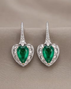 The Sovereign Emerald - Zambian Emerald Earrings with Rosecut set in 18K