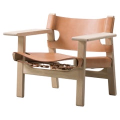 The Spanish Chair in Natural Leather/Soaped Oak by Børge Mogensen for Fredericia