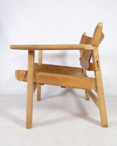 Spanish Chair Model BM2226 With Patinated Leather Designed by Børge Mogensen
